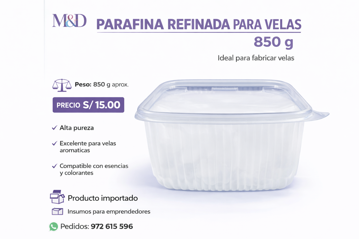 🕯️ Parafina Refinada para Velas – 850 g