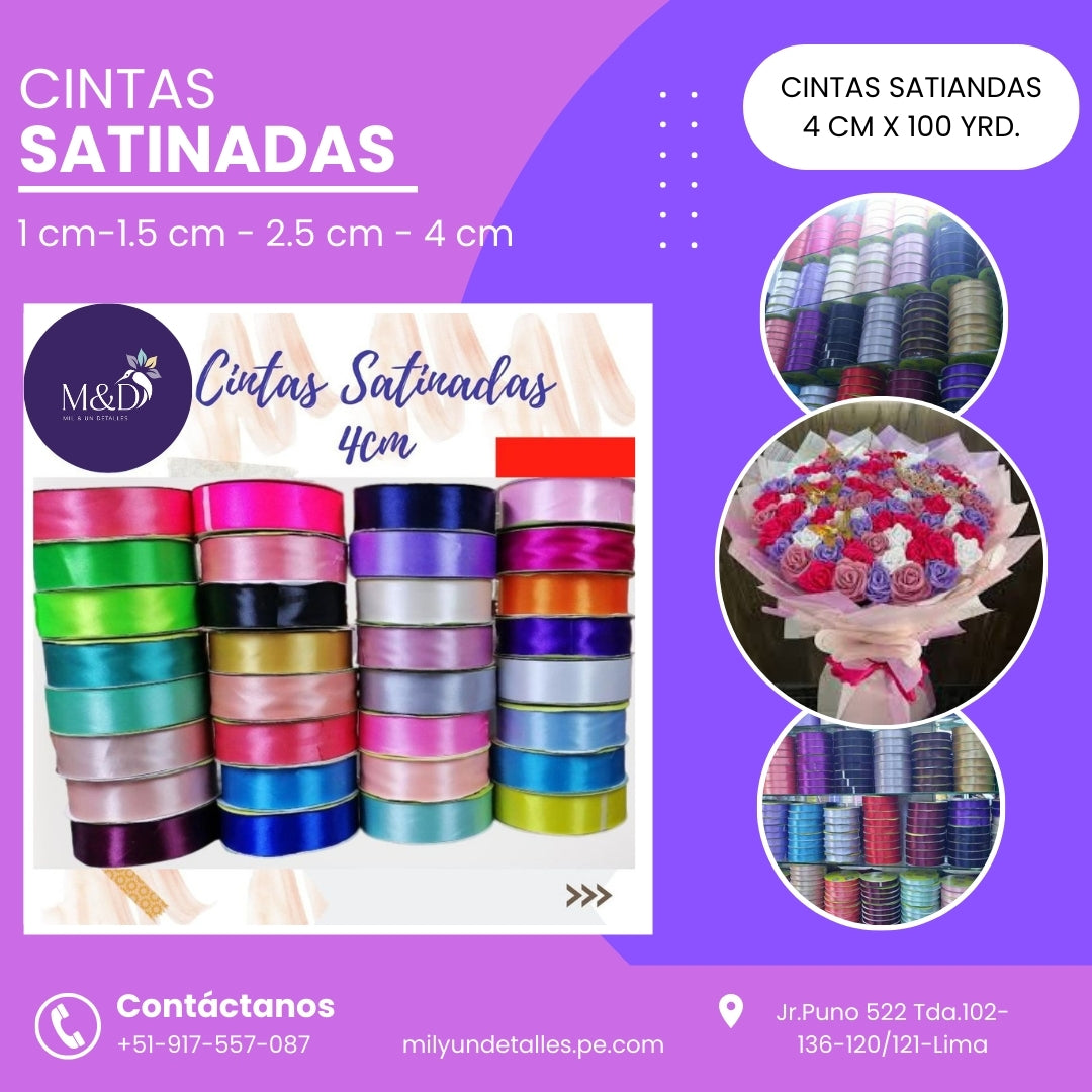 CINTA SATINADA 4 CM - FLORES ETERNAS