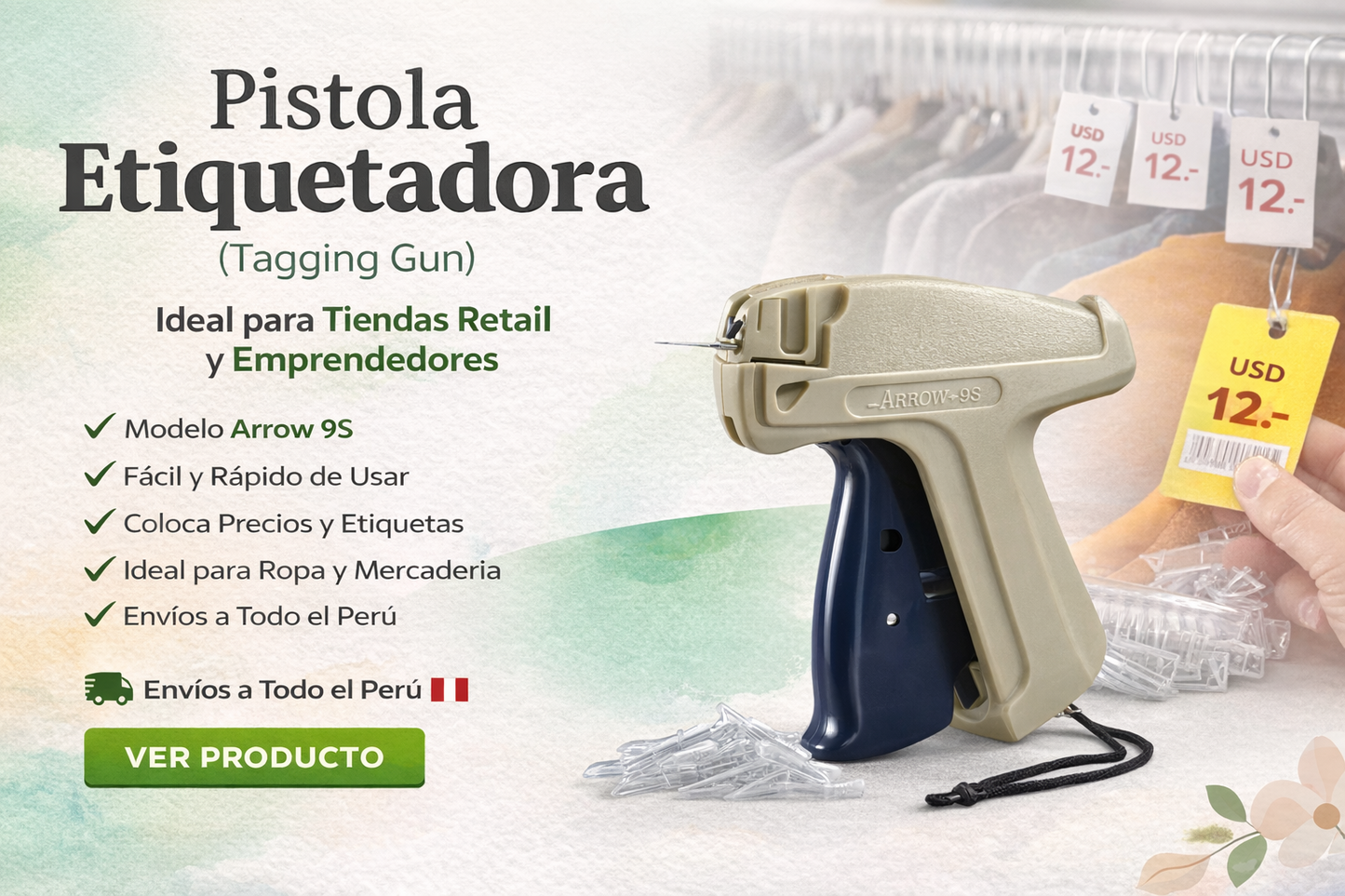 Pistola Etiquetadora para Ropa (Tagging Gun) Arrow 9S