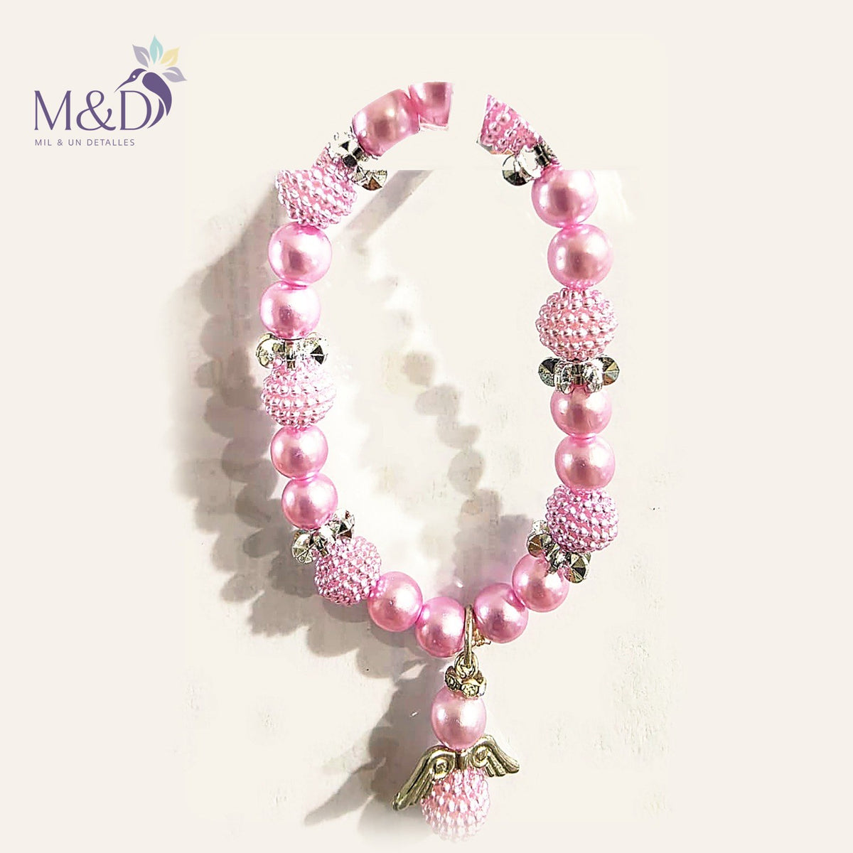 Pulsera de Perlas con Angelito rosa | Mil y un Detalles