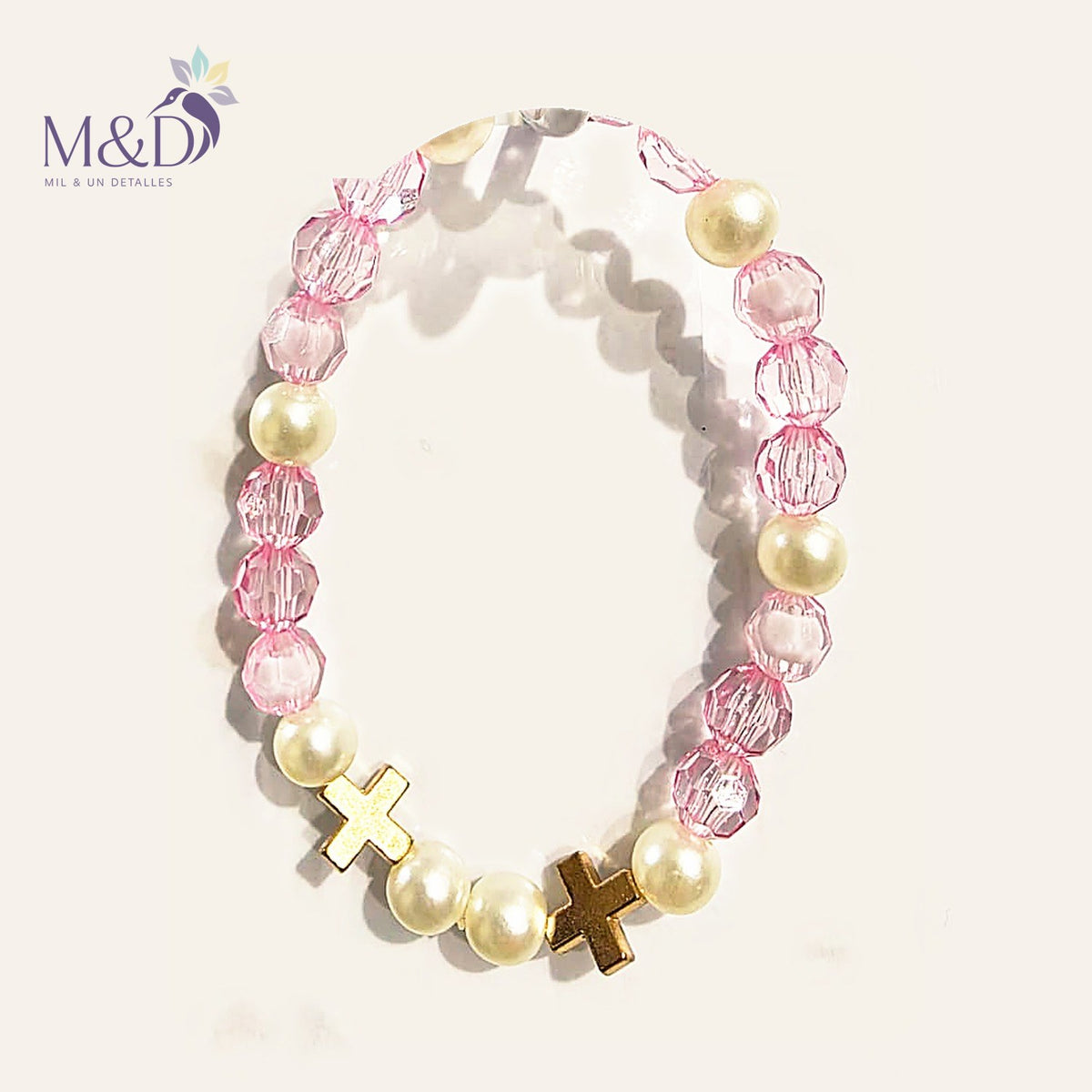 Pulsera de Perlas Cristal rosa | Mil y un Detalles