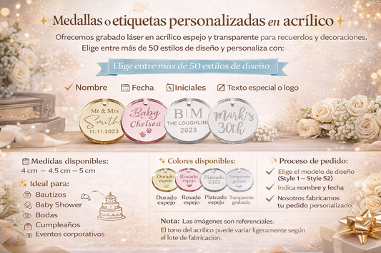 Medallas y etiquetas personalizadas en acrílico
