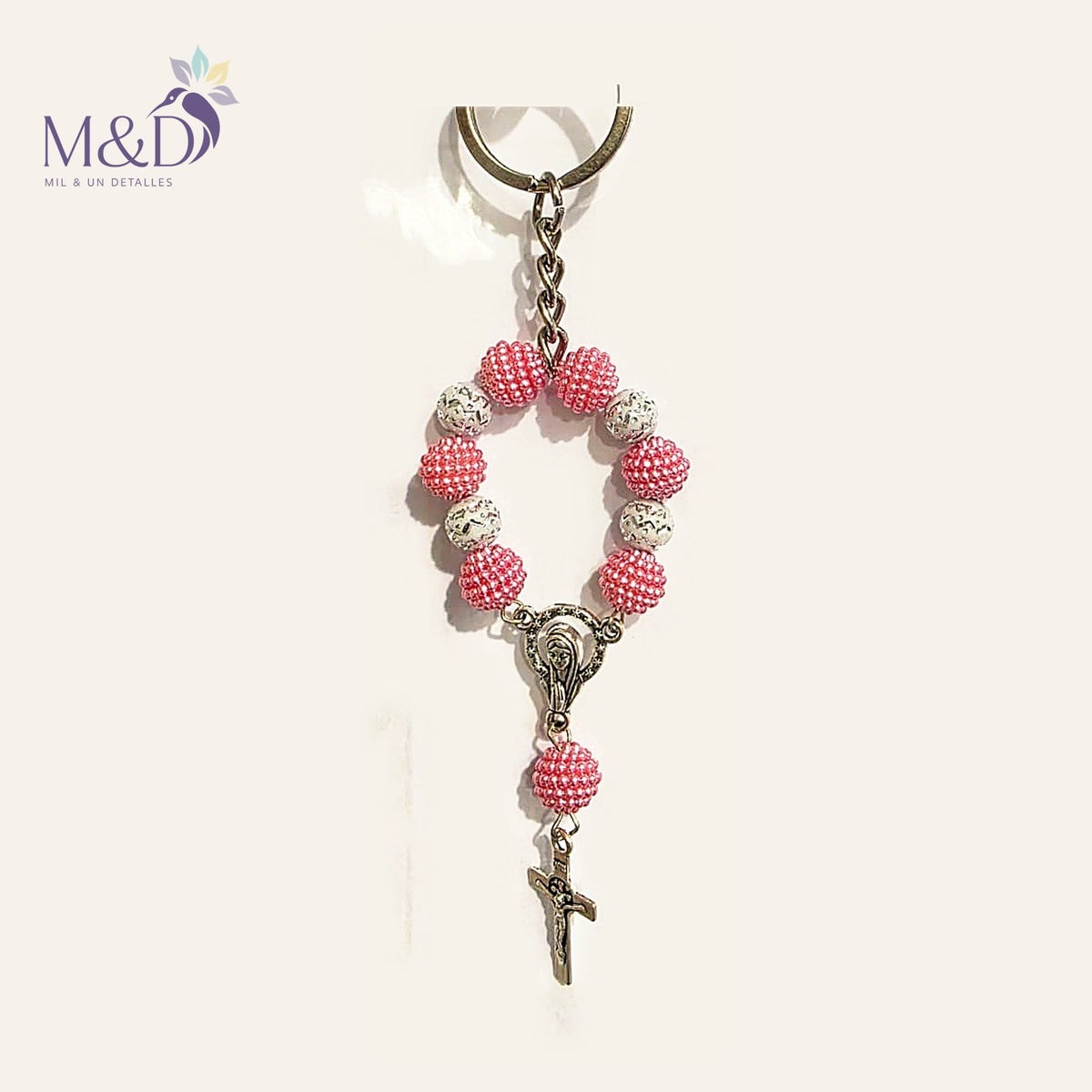 Denario con Virgen Rosa con crucifijo | Mil y un Detalles