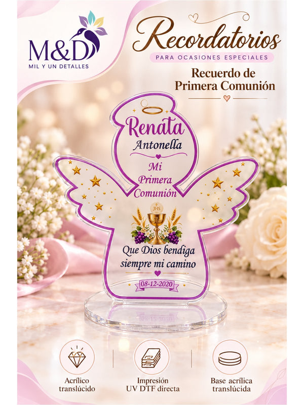Recuerdo de Primera Comunión en acrílico (ángel)