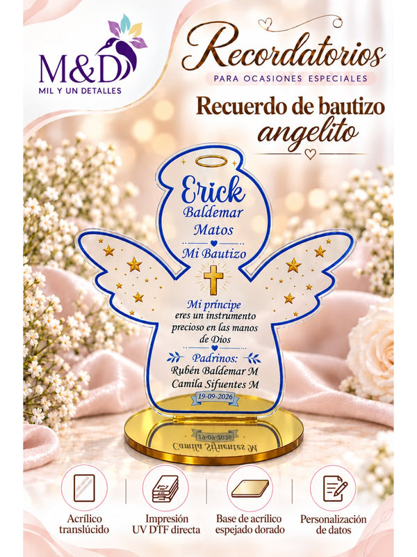 Recuerdo de bautizo angelito (celeste)