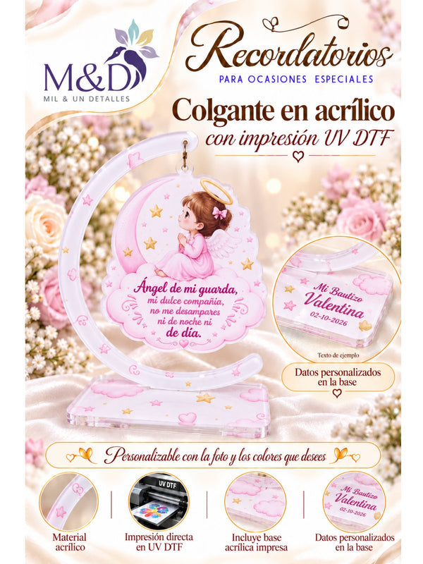 Colgante en acrílico con impresión UV DTF (rosado)