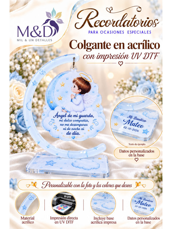 Colgante en acrílico con impresión UV DTF (celeste)