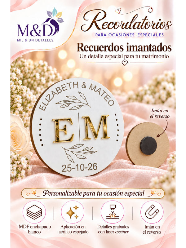 Recuerdo imantado de matrimonio