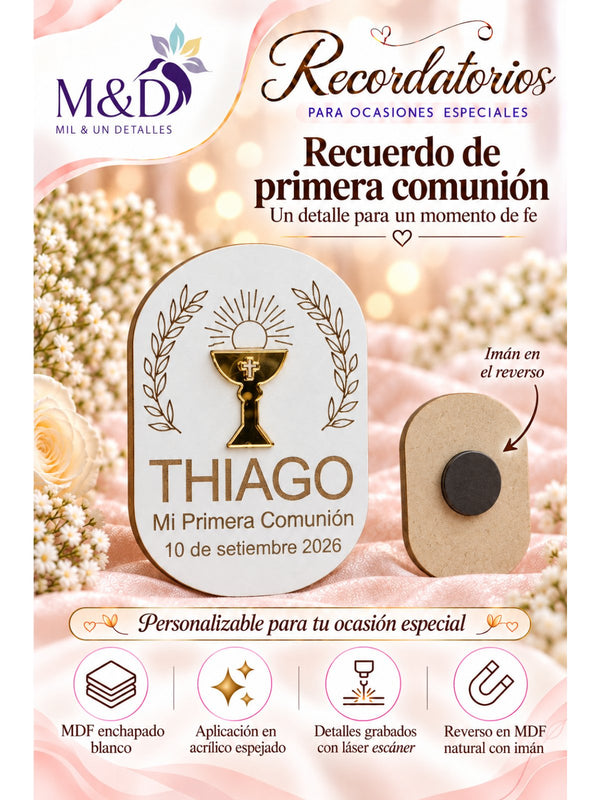 Recuerdo imantado de Primera Comunión (cáliz)