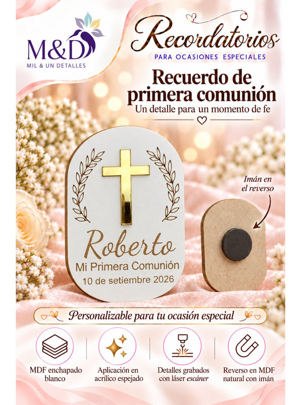 Recuerdo imantado de Primera Comunión (cruz)