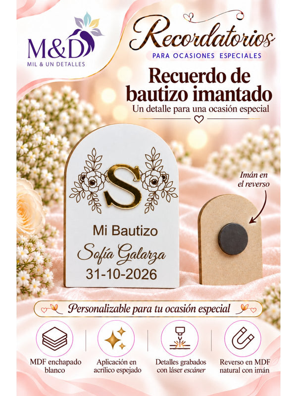 Recuerdo de bautizo imantado (inicial)