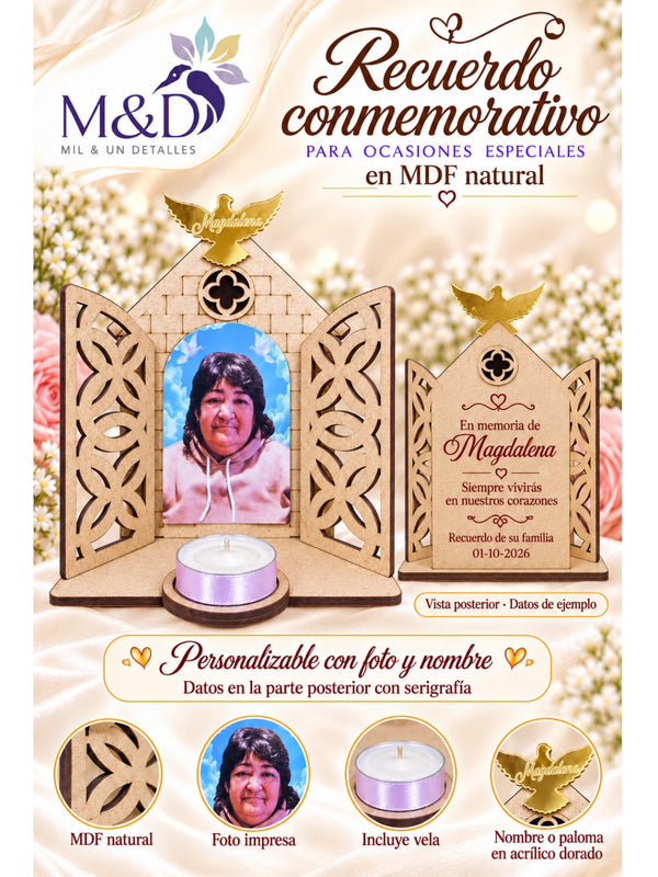 Recuerdo conmemorativo en MDF natural con foto