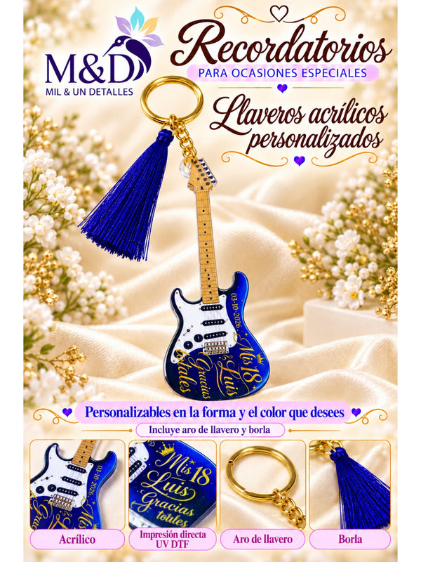 Llavero acrílico personalizado guitarra eléctrica