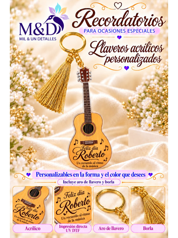 Llavero acrílico personalizado guitarra acústica