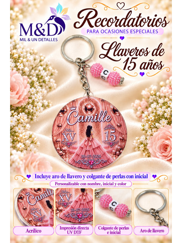 Llavero de 15 años (rosado)