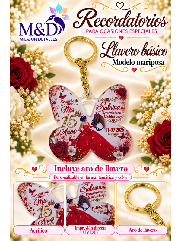 Llavero básico modelo mariposa (rojo)