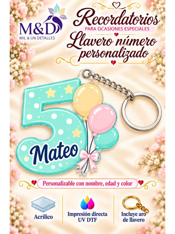 Llavero número personalizado